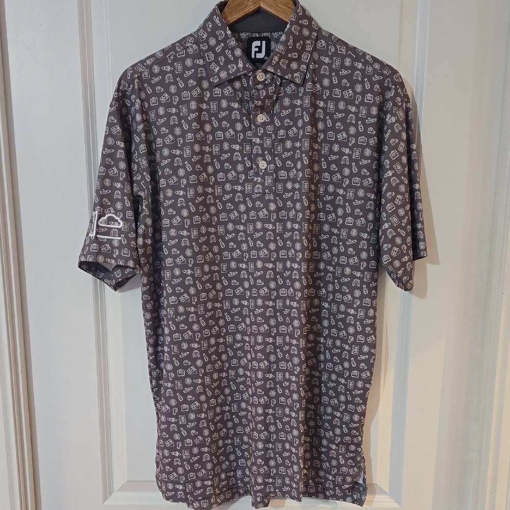 FootJoy Gray and White Patterned Polo Shirt